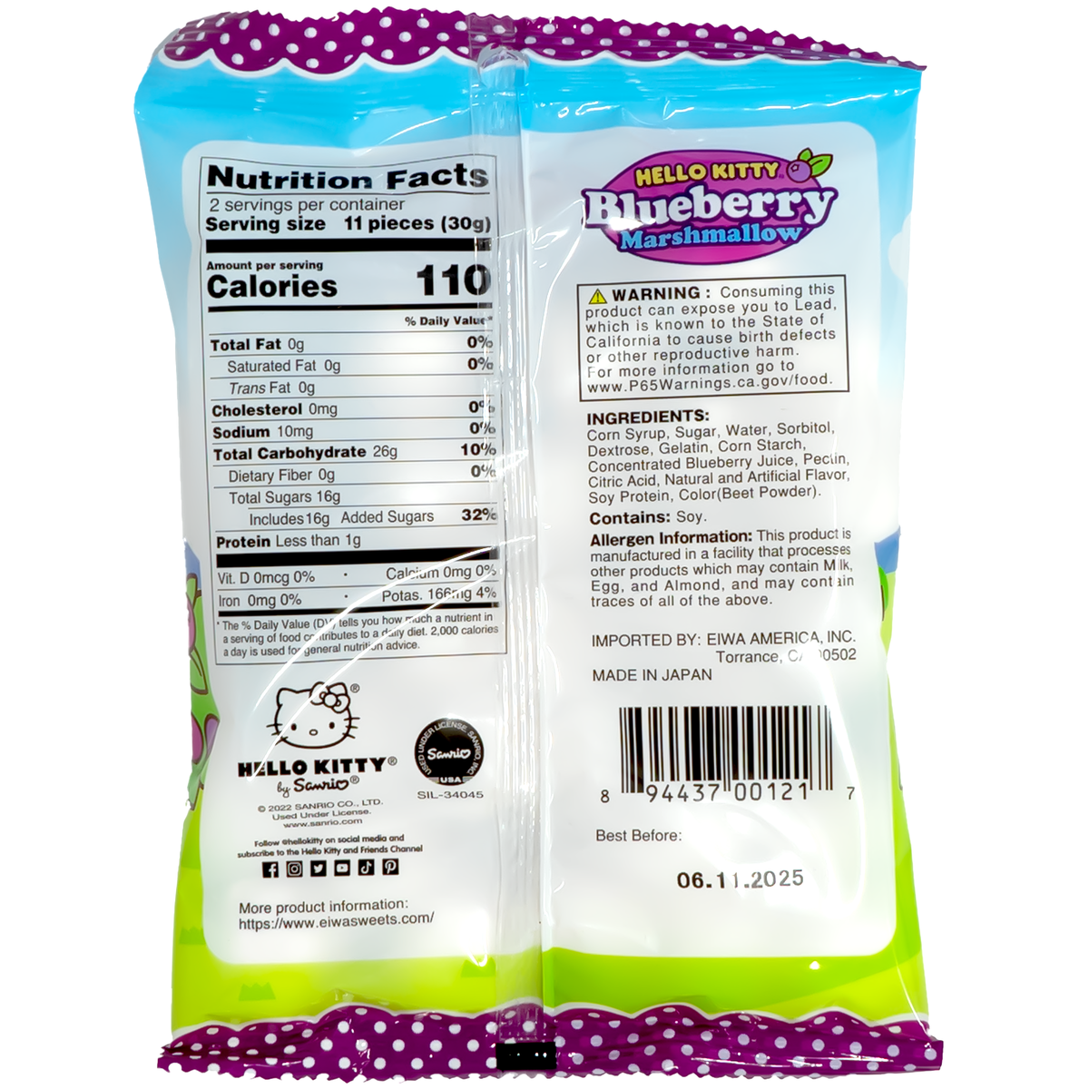 Hello Kitty Marshmallow Blueberry Flavor 70g