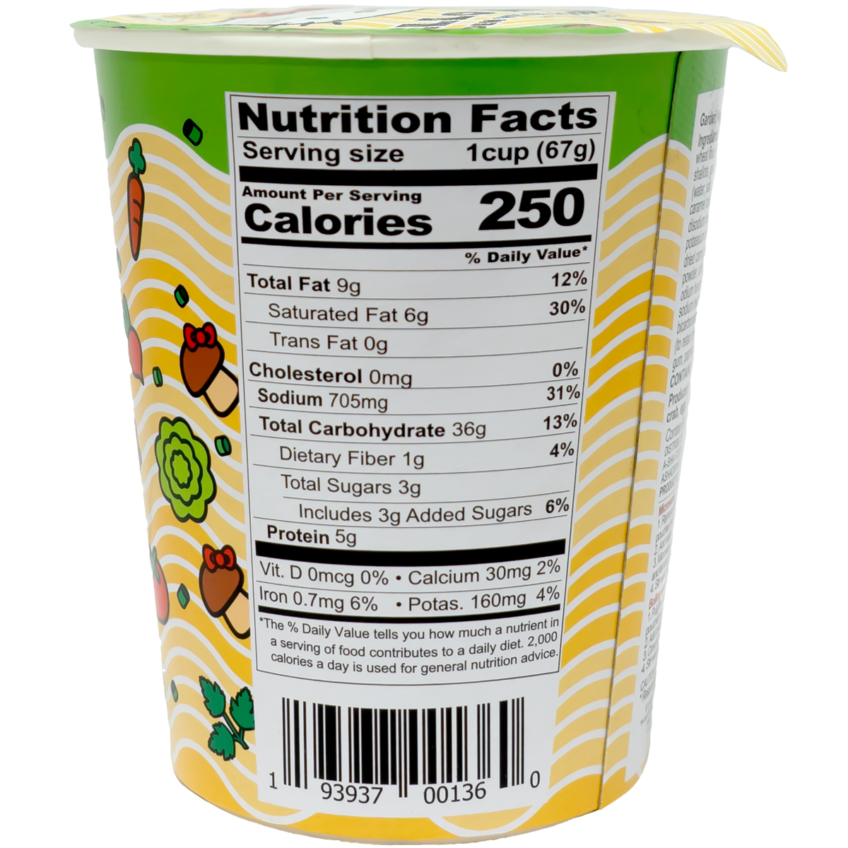 Back of product which contains nutrient label and ingredients