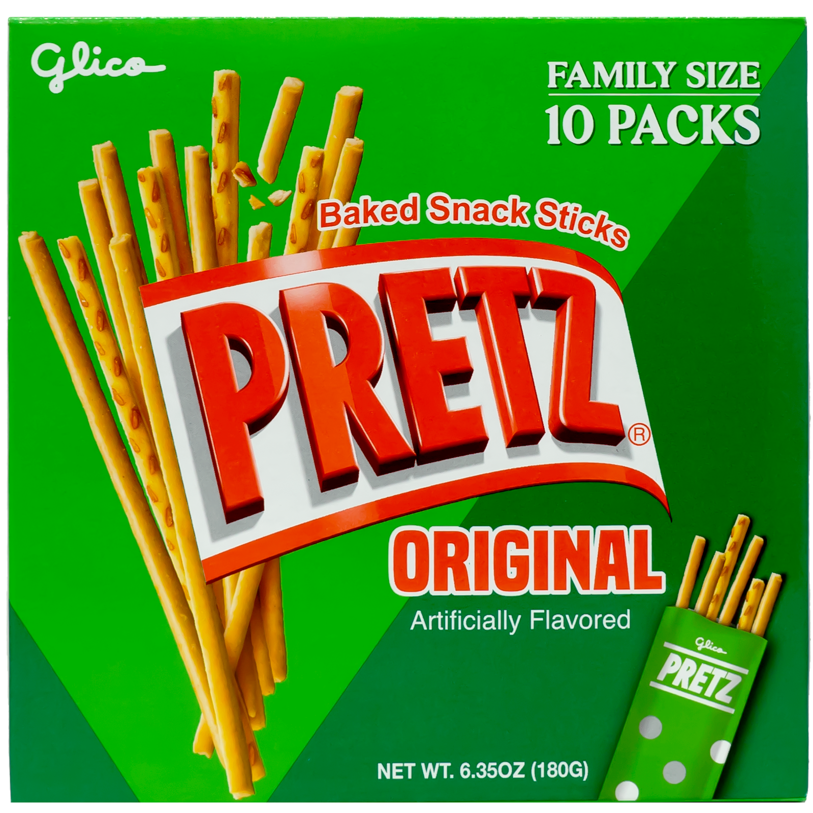 Front view of package. The packaging features an inviting display of the baked snack sticks in salad flavor, showcasing their slender and crispy appearance. The background enhances the product's appeal with a fresh and appetizing aesthetic, making it ideal for parties or enjoying as a flavorful snack anytime.