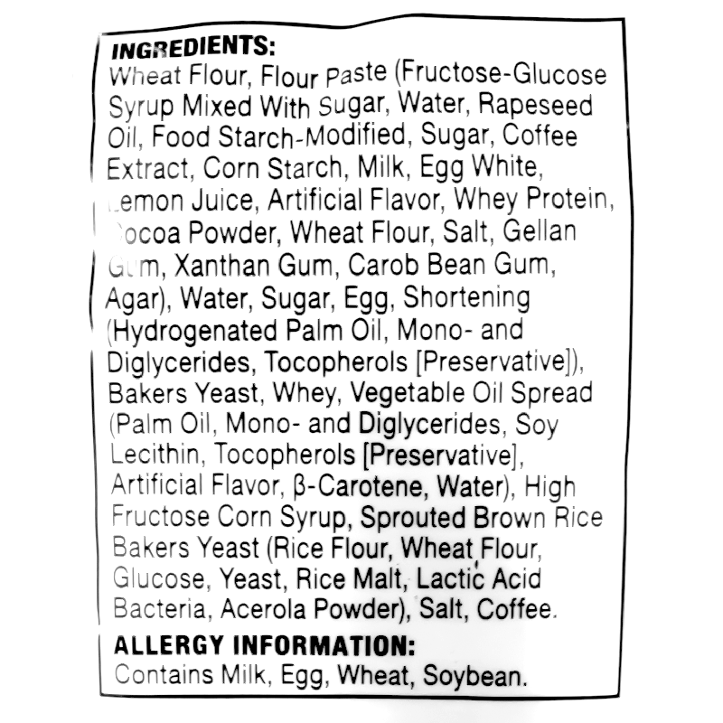 Ingredients contains milk, egg, wheat and soybean