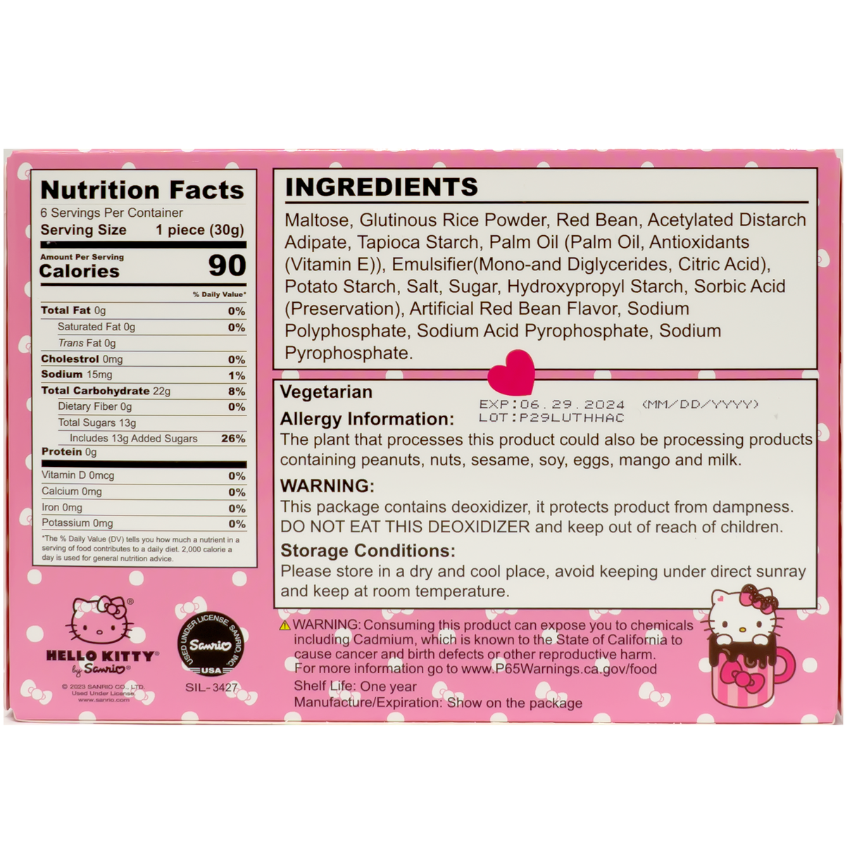 Back of product which contains nutrition label and ingredients