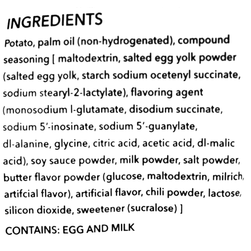 Ingredients contains egg and milk