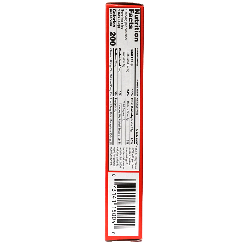 Back of product which contains nutrition label and ingredients